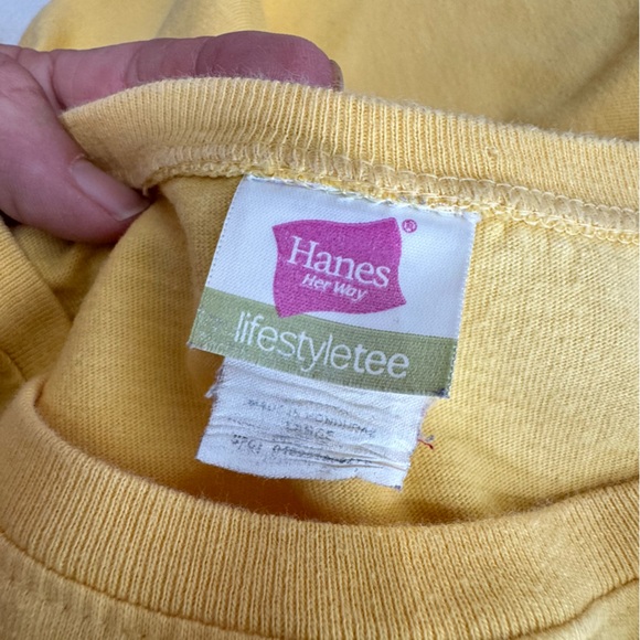 Hanes Her Way Yellow Short Sleeve Lifestyle Tee - Picture 3 of 4